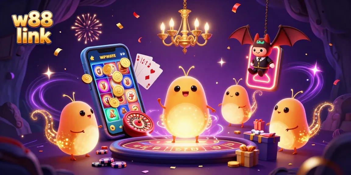 Experience exciting gameplay and vibrant visuals with the w88 link at this thrilling casino scene.