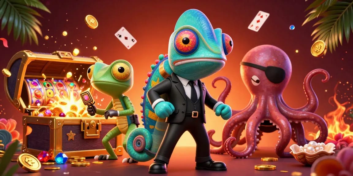Menangkan peluang di gerhana toto dengan karakter kasino yang berkilau dalam ilustrasi 3D.