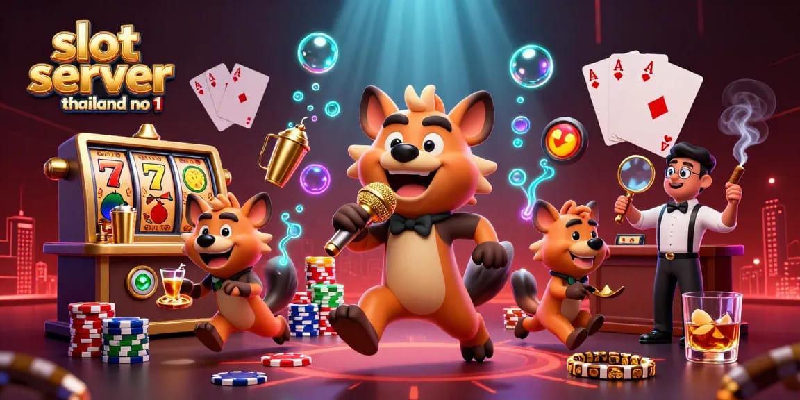 Experience winning gameplay with slot server thailand no 1 in a vibrant casino scene featuring hyenas.