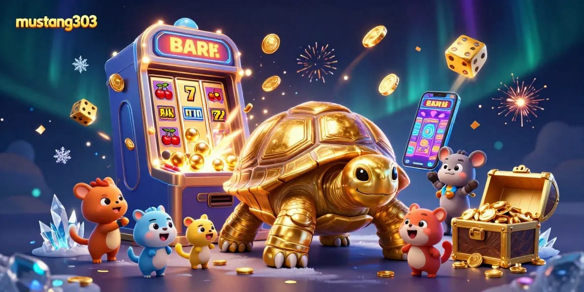 Experience the excitement of mustang303 with a vibrant 3D casino scene filled with action and fun.