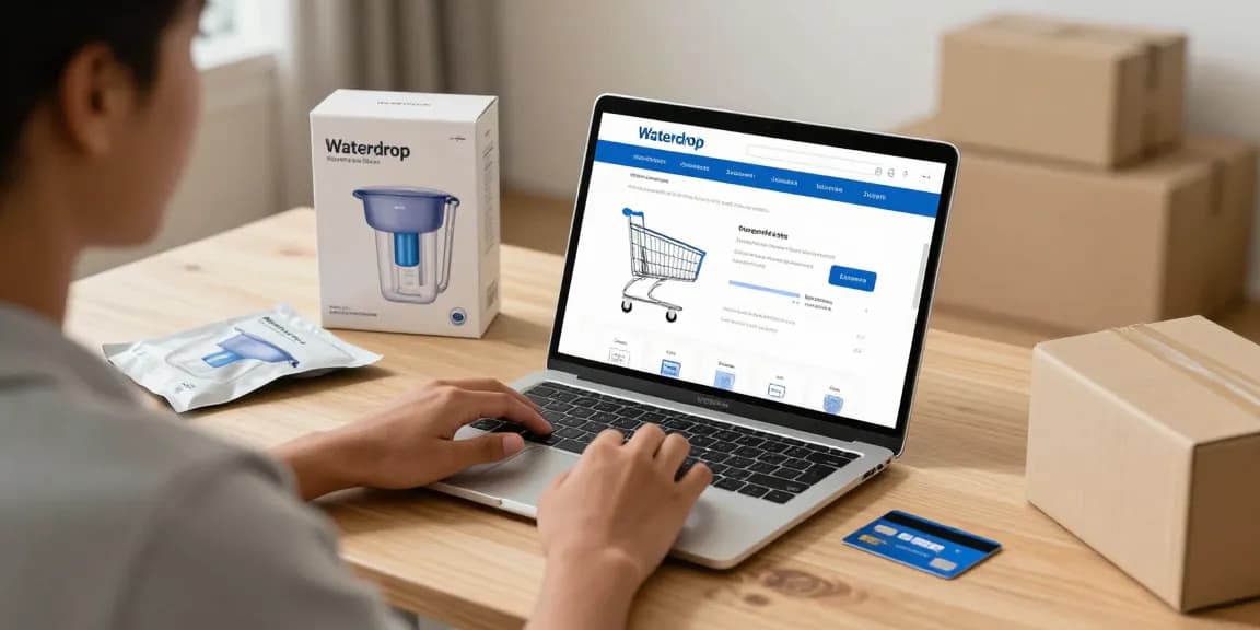 Waterdrop Gravity-fed Water Filter System featured in an online shopping scenario showcasing the best deals on e-commerce platforms.