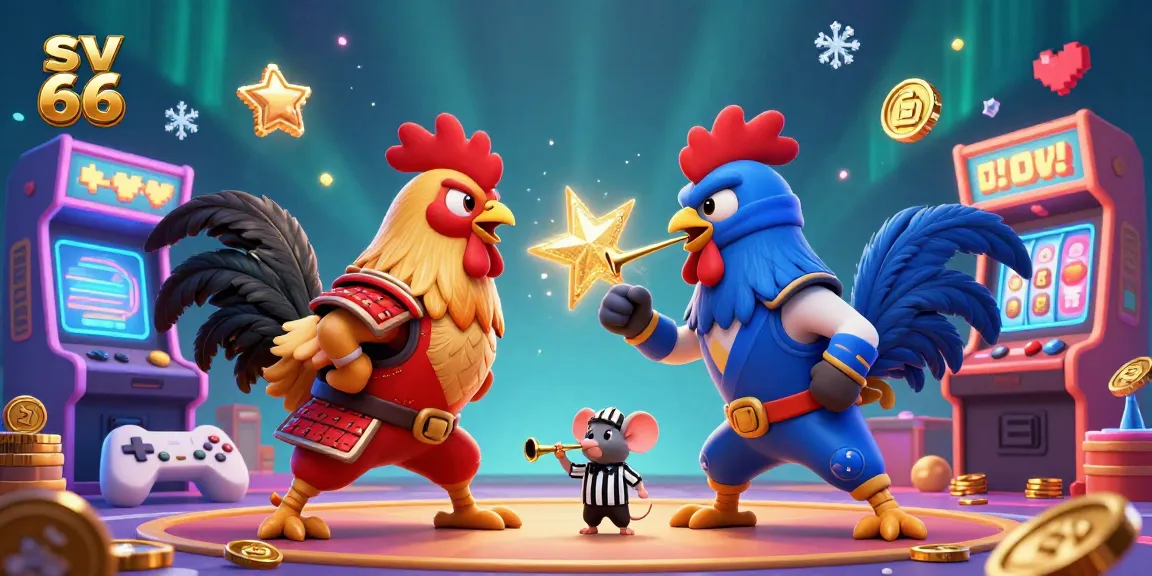 Engage with exciting casino action at sv 66 featuring colorful roosters in a fighting scene.
