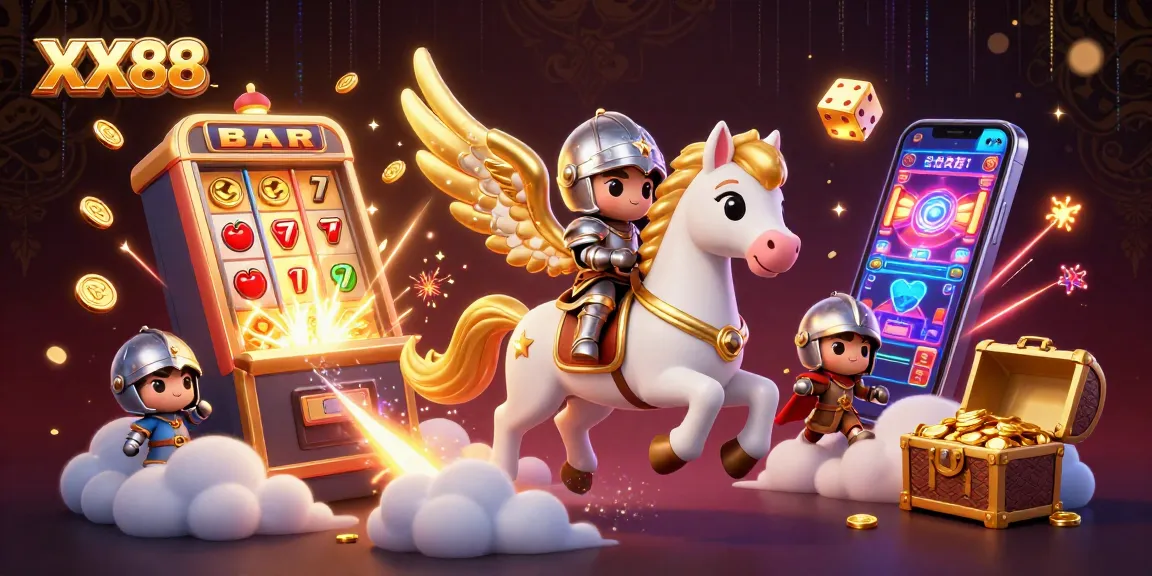Experience thrilling gameplay at XX88 with a 3D celestial knight amidst a jackpot explosion