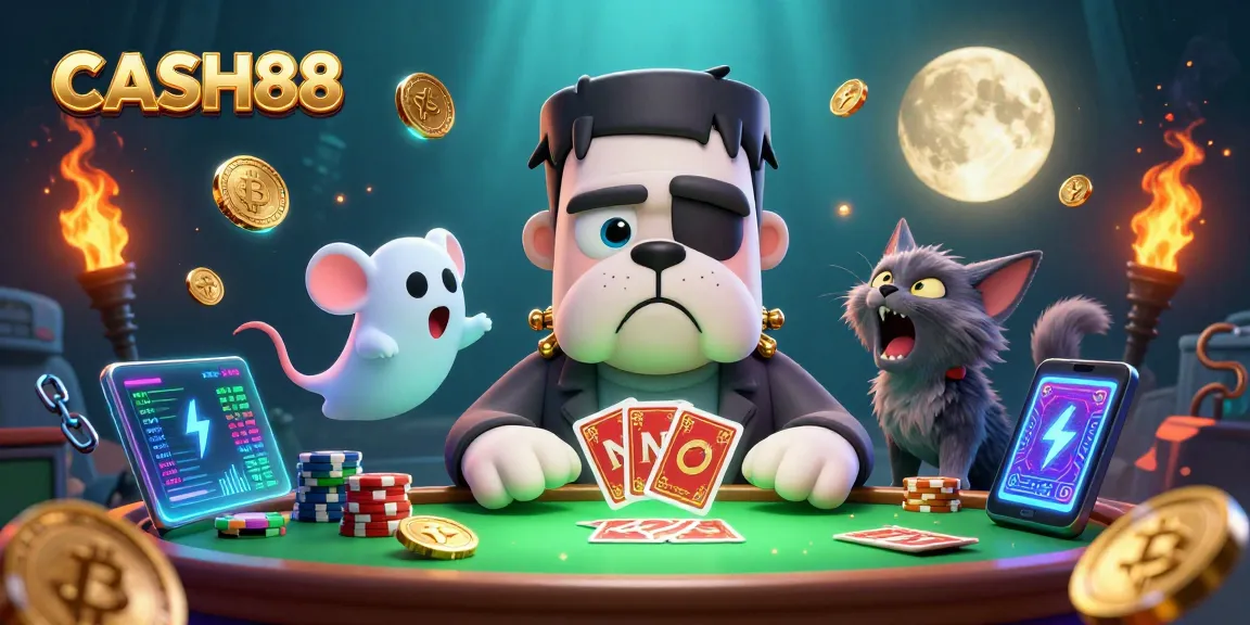 CASH88 showcases an exciting casino scene with vibrant characters engaging in thrilling card games.