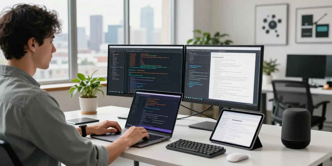 Developer coding in a modern workspace, showcasing the innovative slot technology in action.