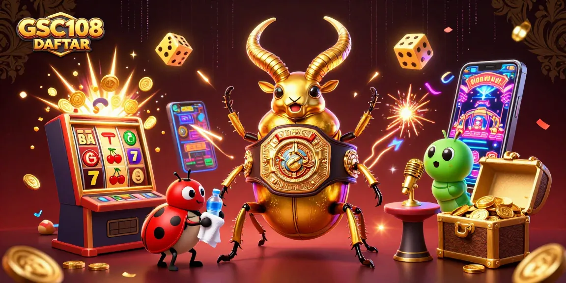 Engage in thrilling gameplay with GSC108 DAFTAR featuring vibrant slot machines and characters in action.
