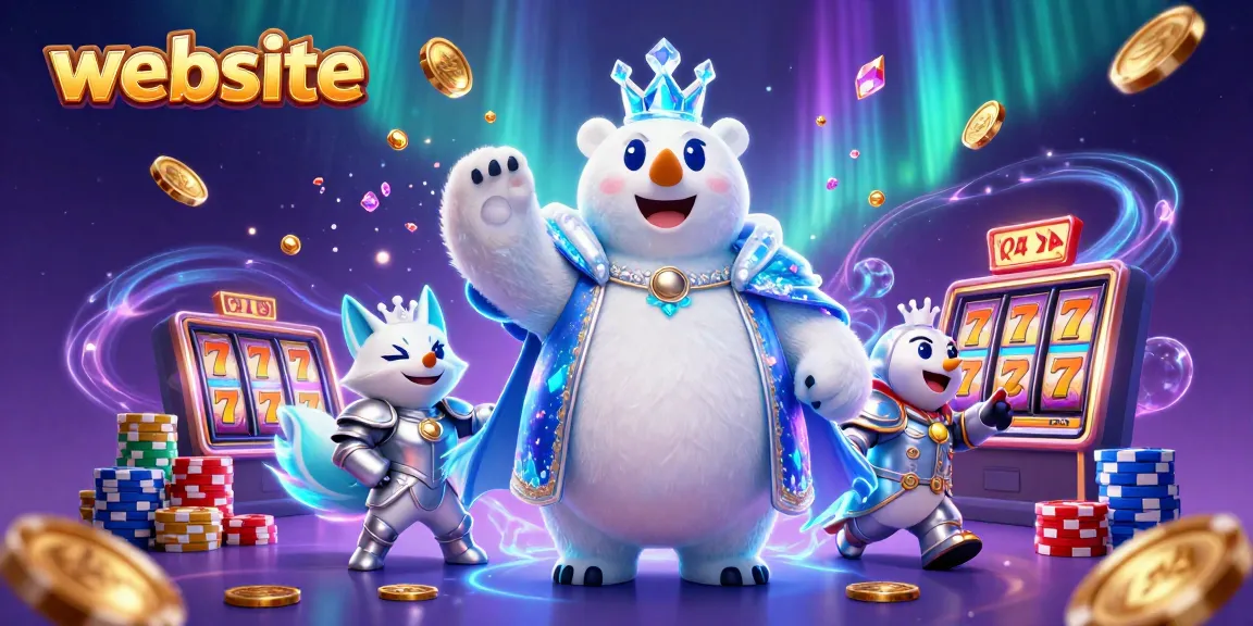Menang besar di website judi slot online 222SLOT dengan jackpot berkilau dan karakter beruang es yang megah.