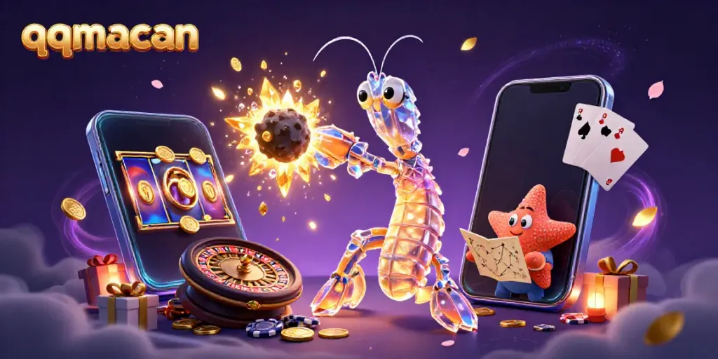 Experience thrilling gaming with qqmacan as a galactic mantis shrimp battles asteroids loaded with gems.