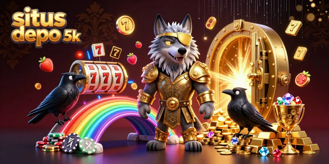 Engage in exciting gameplay at situs depo 5k with a vibrant 3D illustration showcasing dynamic casino elements.