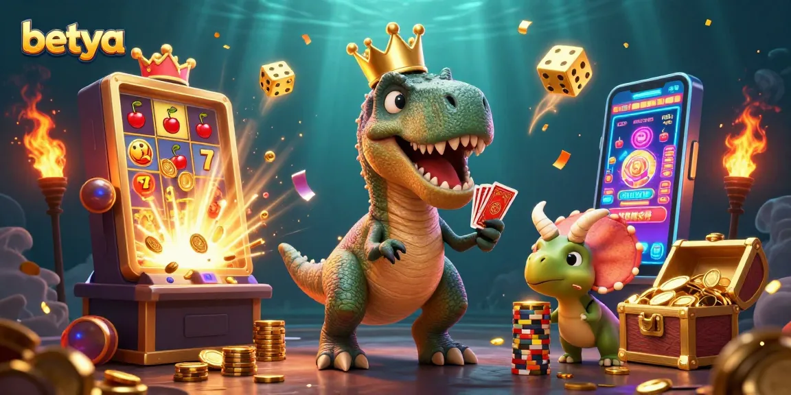 Engage in thrilling gameplay with Betya's vibrant casino scene featuring animated characters and rich casino elements.