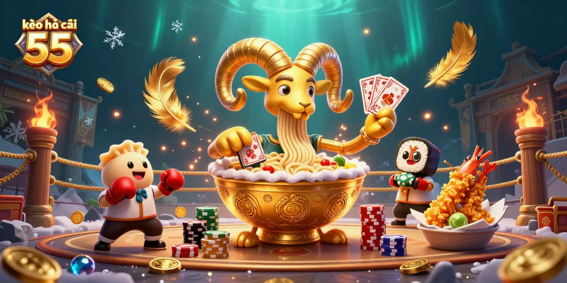 Engage with kèo nhà cái 55 featuring a vibrant casino scene with animated characters and dynamic gaming elements.