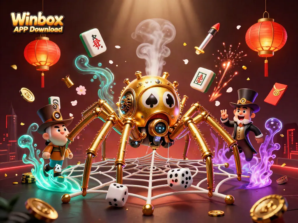 Engage in thrilling gaming with the Winbox APK Download showcasing a dynamic 3D casino scene.