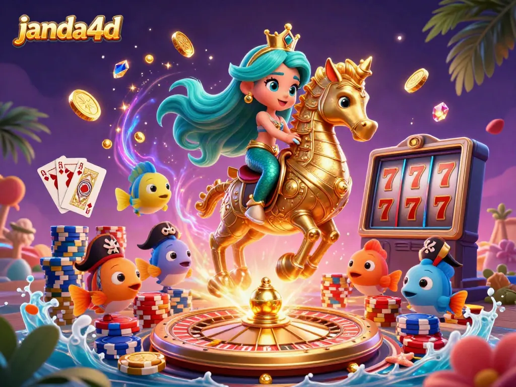 Janda4d menghadirkan ilustrasi 3D menarik dengan putri duyung dan elemen permainan kasino yang memikat.