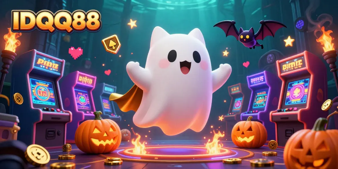 Experience fun with IDQQ88 as a ghost cat and bat explore a haunted casino