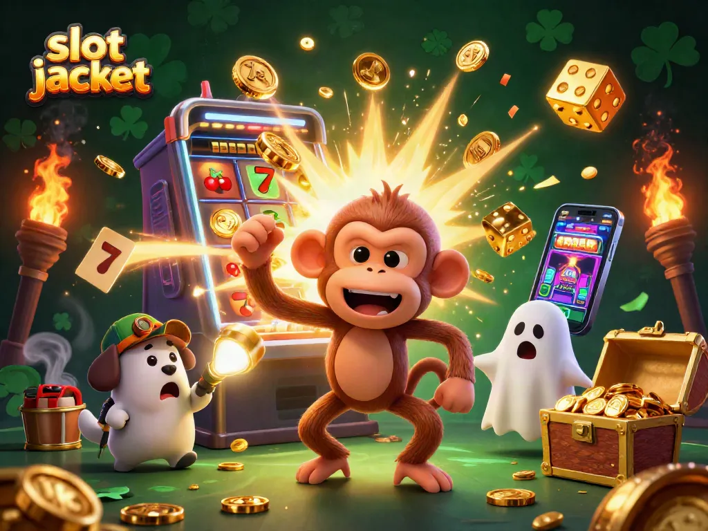 Experience the thrill of slot jackpot excitement with a playful ghostly scene in a bustling casino.