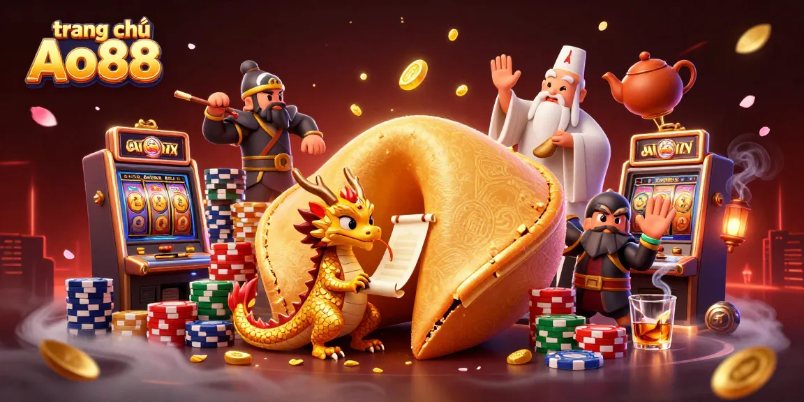 Engaging players at trang chủ Ao88 with a dynamic 3D illustration of rich casino elements and characters.