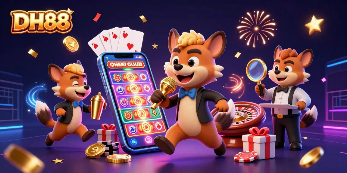 Experience the vibrant energy at DH88's comedy casino club, with hyenas engaging in gambling fun.