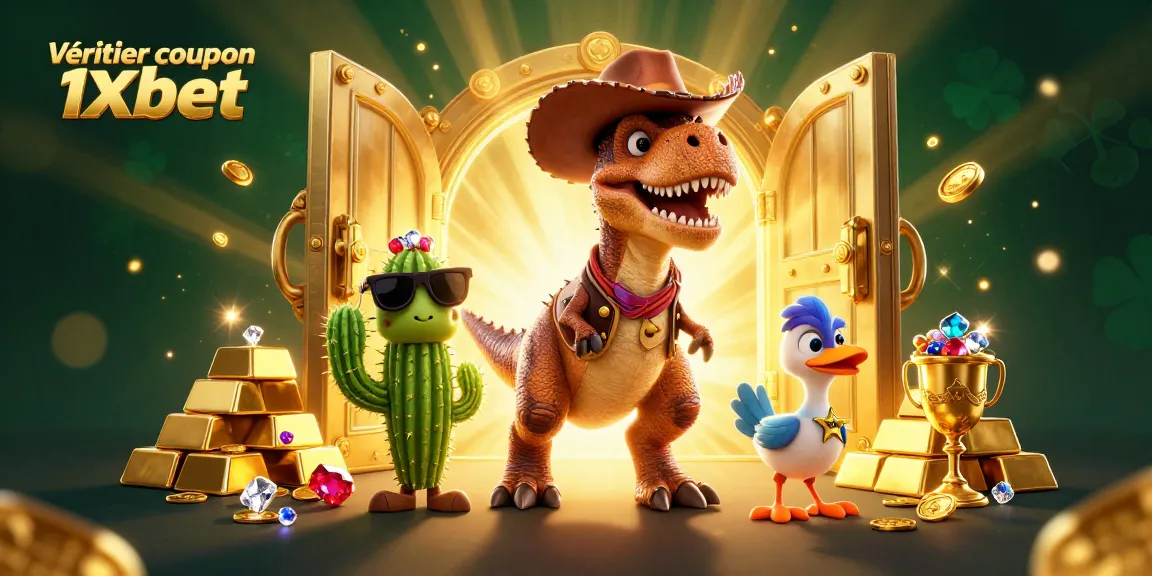 Vérifier coupon 1xbet rapidement avec un T-Rex cowboy et des éléments de casino