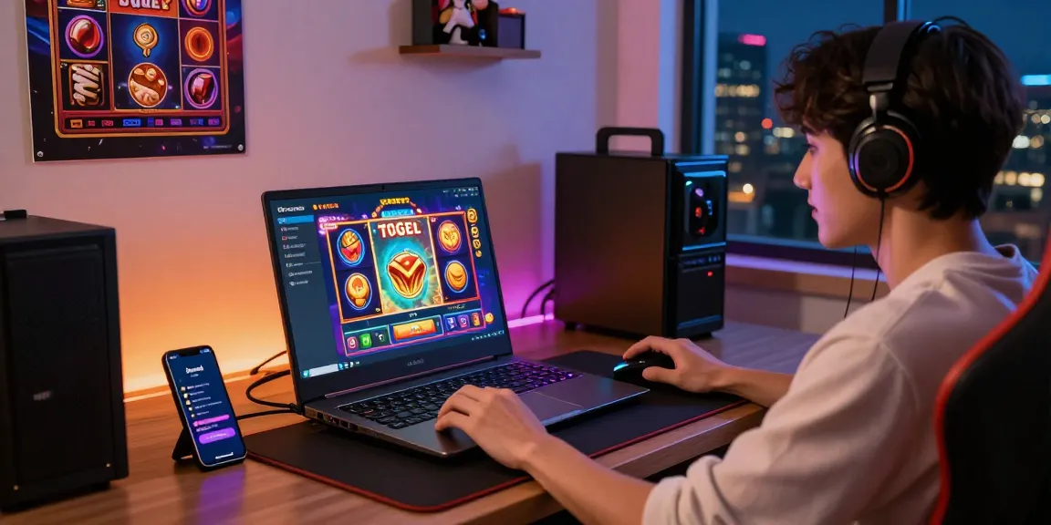 Platform Diana4D daftar dengan tampilan permainan slot dan togel dalam suasana santai di rumah.
