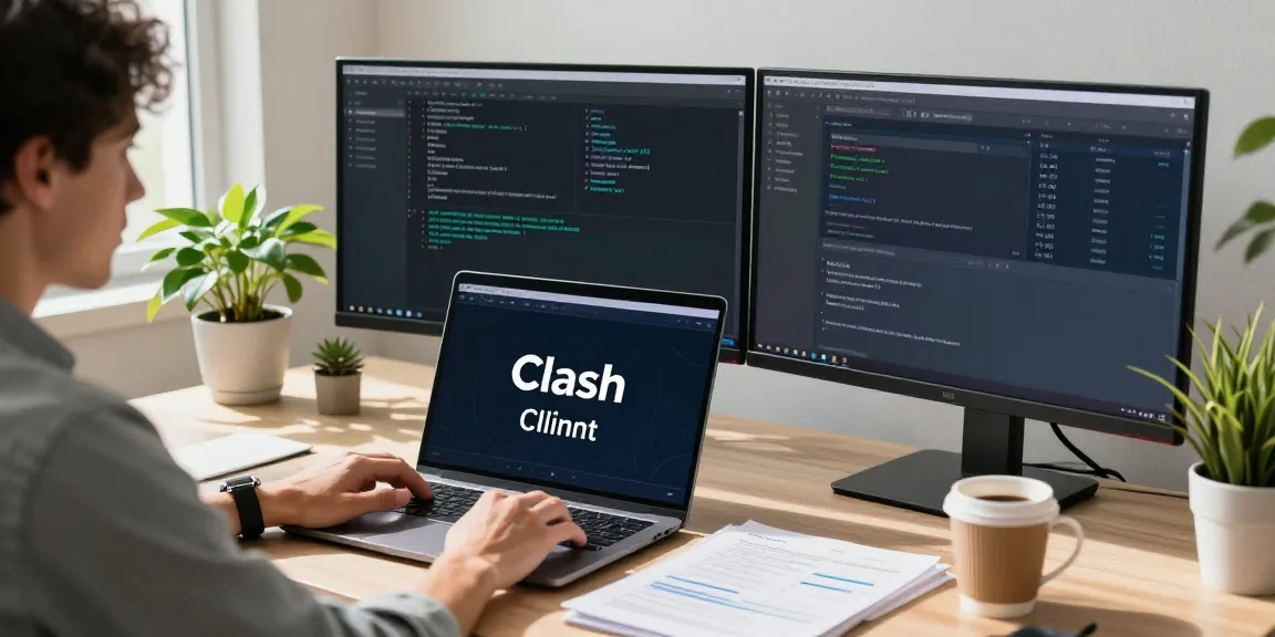 使用Clash客户端进行节点管理和配置的软件开发者，展示技术文档和设备环境。
