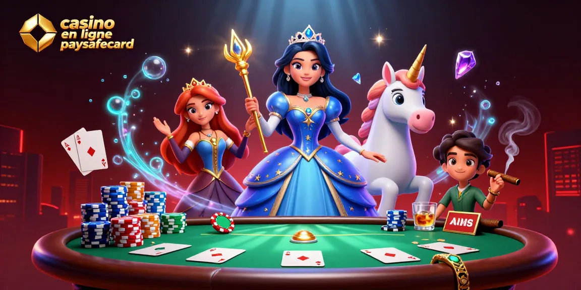 Participez à une expérience de jeu exaltante dans un casino en ligne paysafecard, avec une action de casino vibrante mettant en scène une belle femme et une licorne.