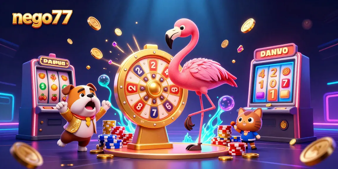 Experience the thrill of winning with nego77 slot machine reels showcasing vibrant lucky 7s and cascading coins.