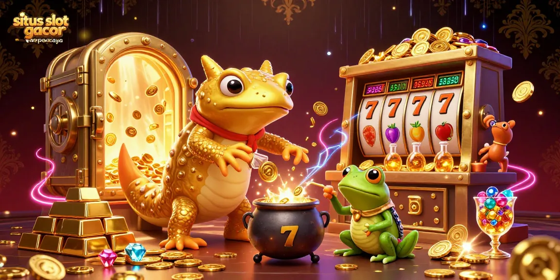 Engage with situs slot gacor terpercaya through a magical 3D scene of alchemy and slot games.