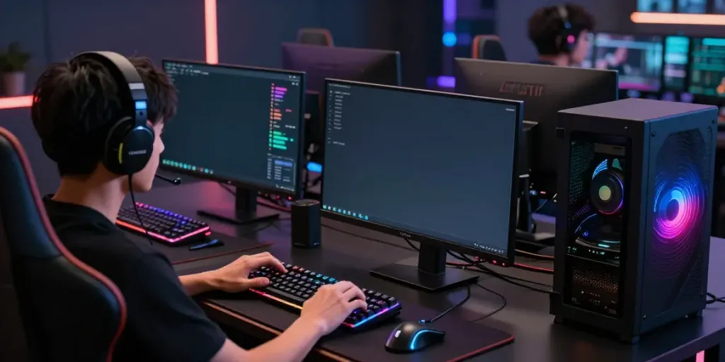 Luxury111 gaming setup with player engaged in online gaming, showcasing advanced performance metrics.