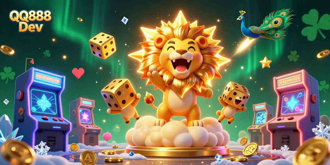 Experience winning with QQ888 Dev in a dynamic casino-themed digital illustration.