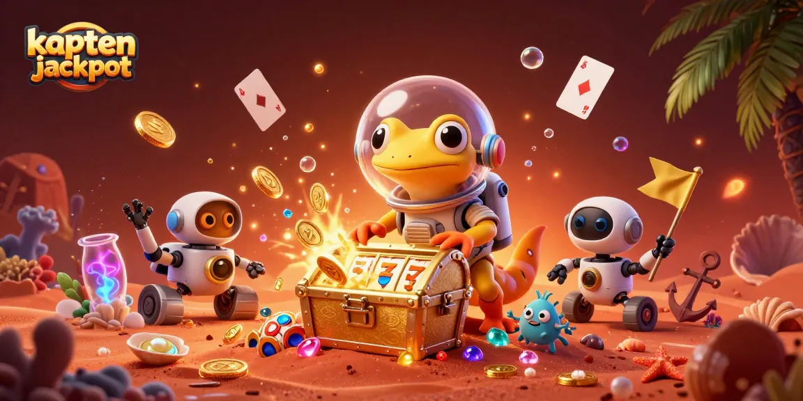 Engage with kaptenjackpot as a Martian gecko uncovers a golden casino amidst vibrant cosmic riches.