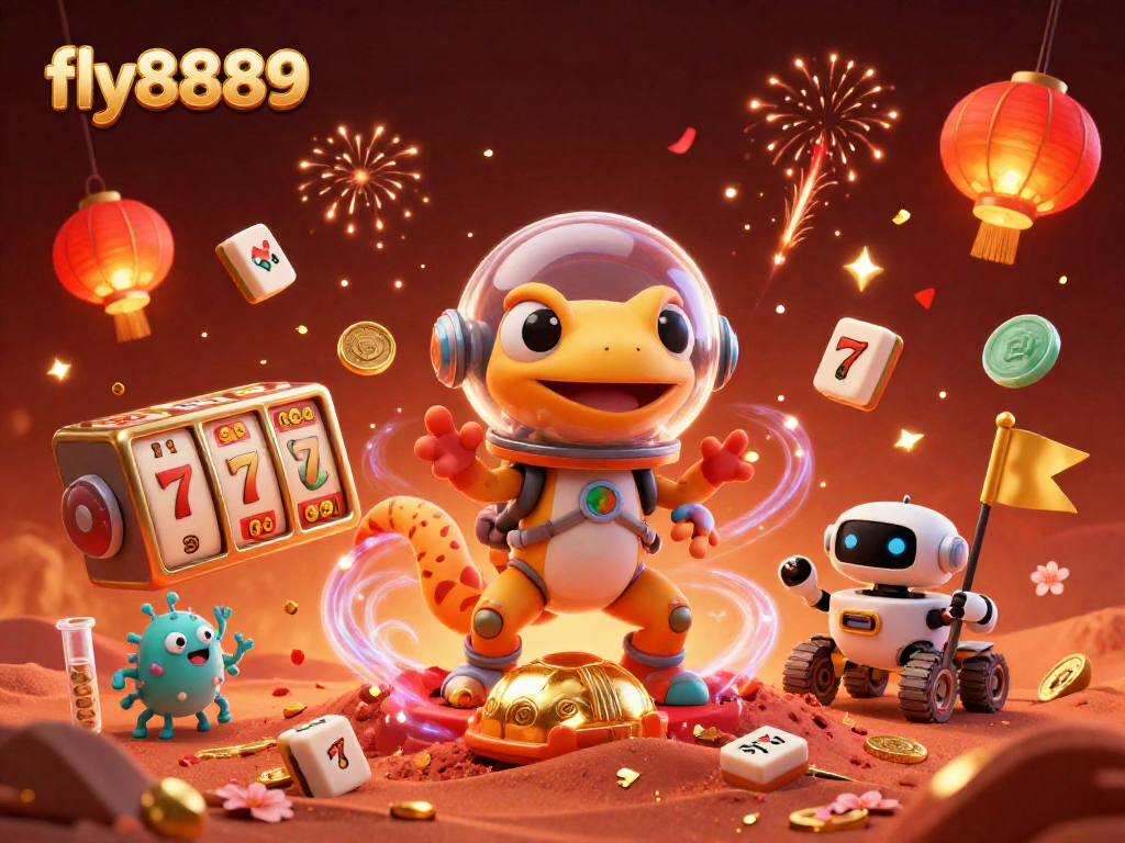 Experience the excitement at fly8889 as alien characters discover a golden casino on Mars!
