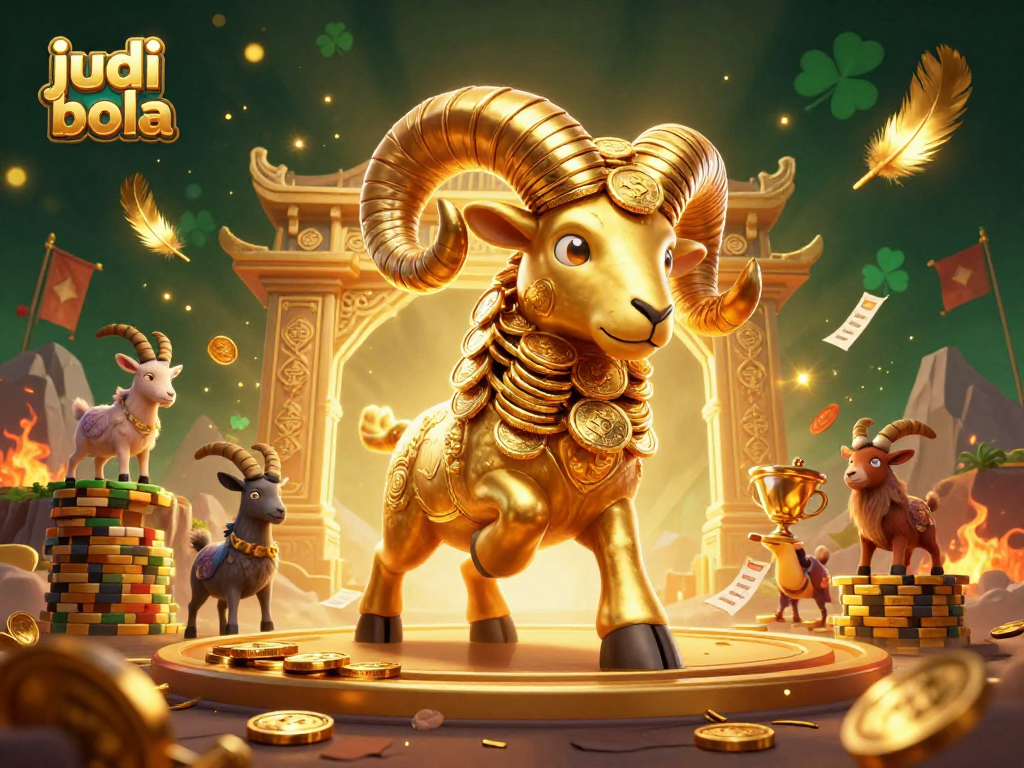 Bet on judi bola with thrilling sports betting action featuring a triumphant golden ram