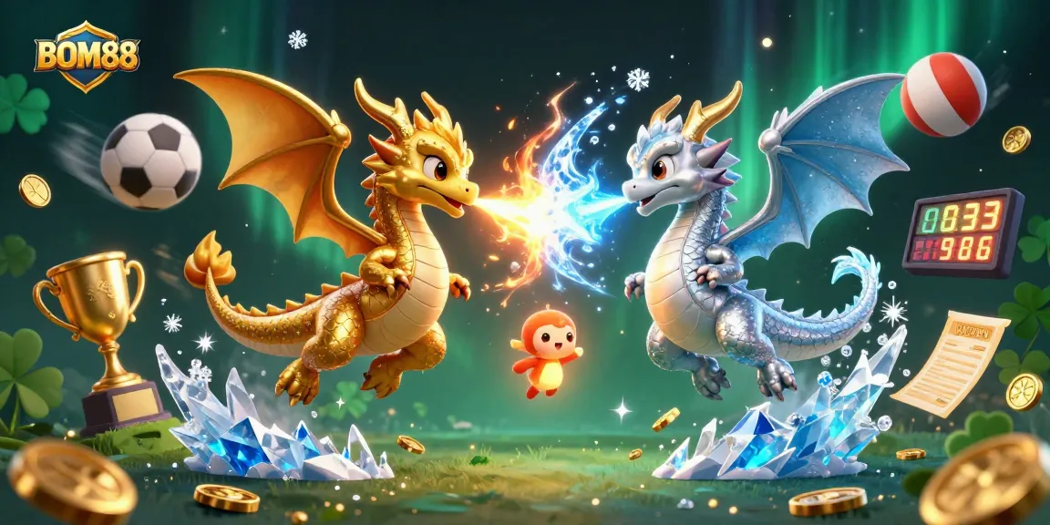 BOM88's captivating casino experience features twin dragons, dynamic sports elements, and enchanting visuals.