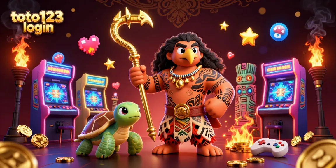 Win exciting prizes with toto123 login in this vibrant 3D casino illustration featuring gaming elements.