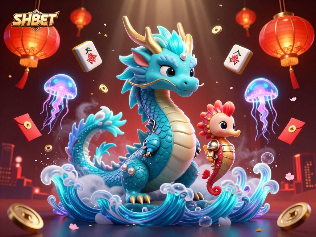 SHBET players engage in immersive gameplay featuring a dragon, seahorse knight, and jellyfish.