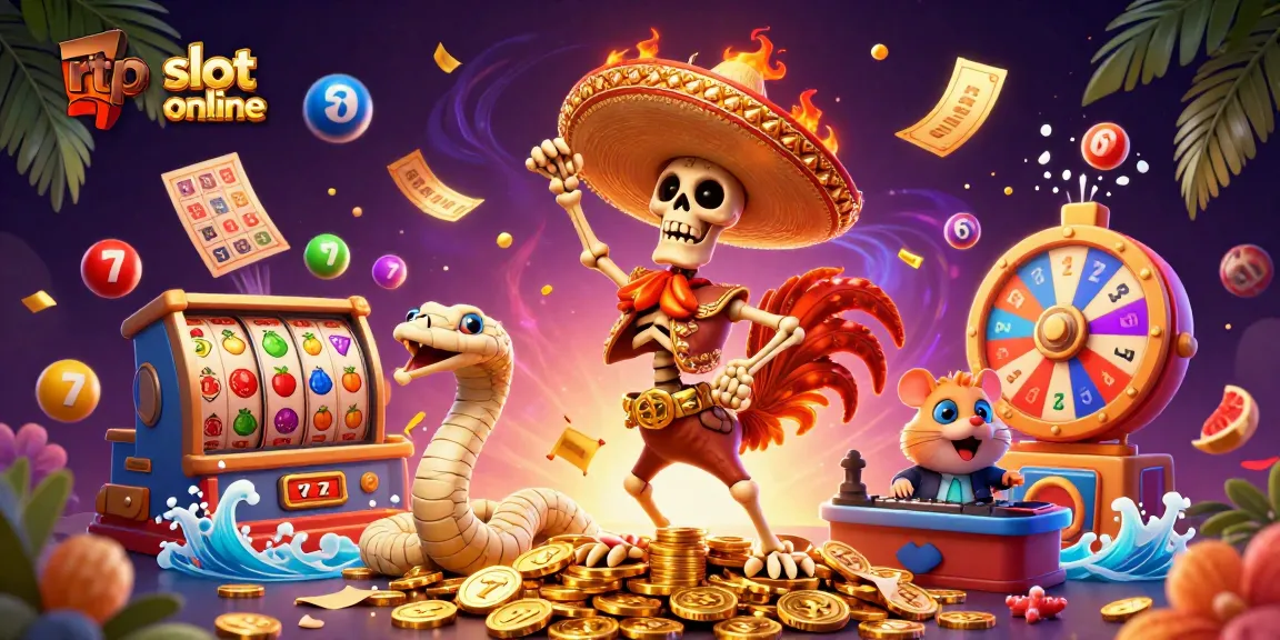 Menangkan jackpot dengan rtp slot online di kasino, lihat keceriaan karakter kartun dan elemen permainan yang penuh warna.