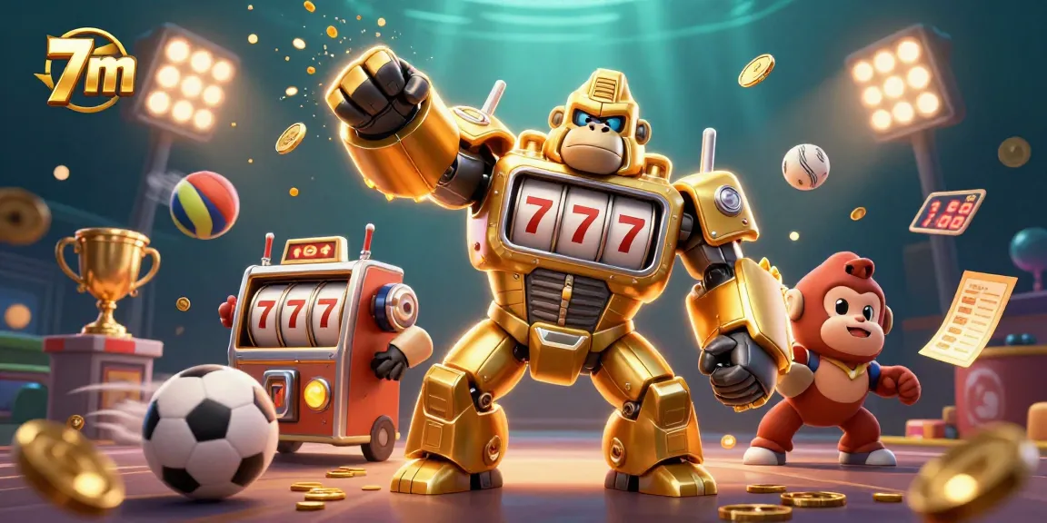 7m enhances your betting experience with dynamic sports-themed illustrations and an interactive gorilla mech.