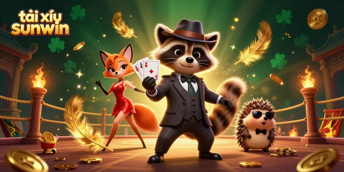 Engage in the thrilling world of tài xỉu sunwin with the animated characters amidst gold coins and festive effects.