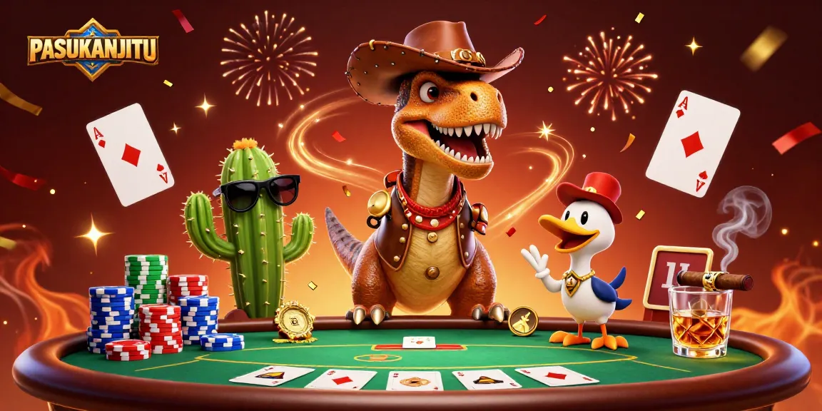 Play exciting games at PASUKANJITU with vibrant casino characters and dynamic gambling elements.