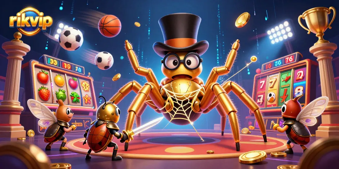 Experience thrilling gameplay at rikvip with a vibrant display of slot reels and golden rewards.