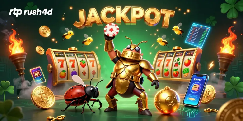 Rtp rush4d memberikan momen kemenangan dengan karakter serangga berani dan simbol jackpot yang mengagumkan.
