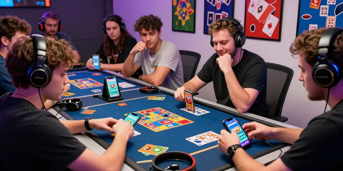 Card game app players immersed in Card Rummy with vibrant mobile screens.