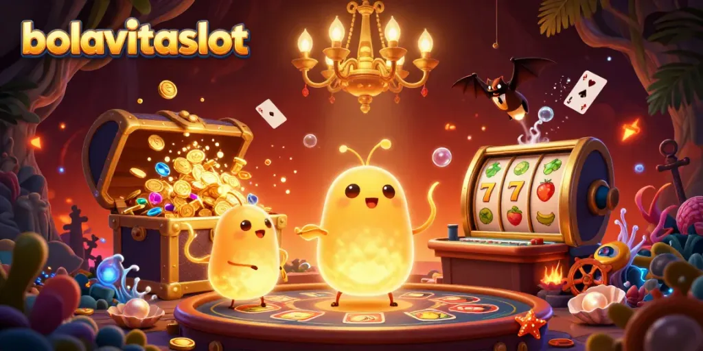 Experience the excitement at bolavitaslot with glowing worms lighting up an enchanting casino scene.