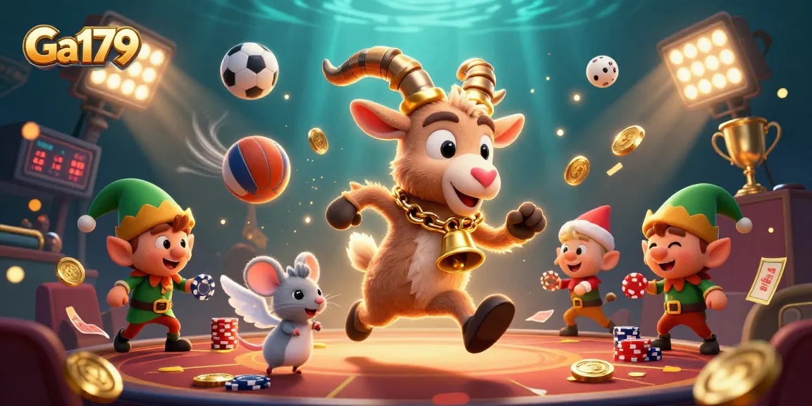 Experience Ga179's vibrant holiday-horror casino where a Krampus goat rules amidst dynamic sports elements.