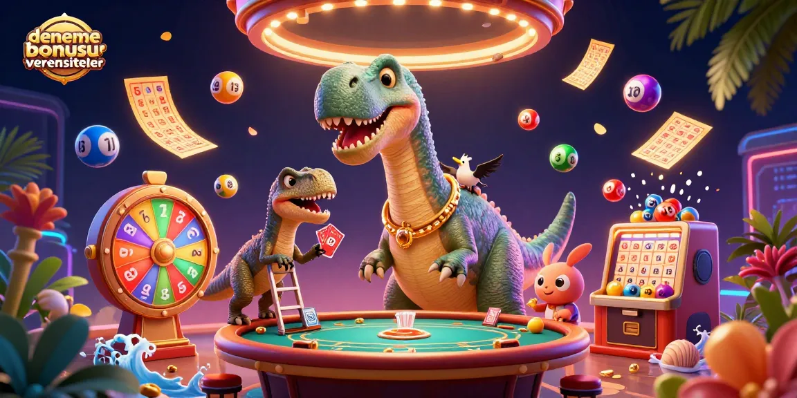Engaging scene at denemebonusuverensiteler with a towering dinosaur and card-dealing raptor