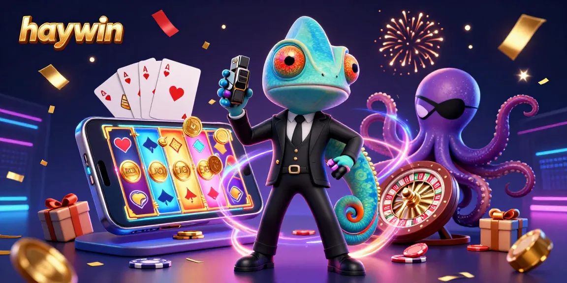 Join the action at Haywin as colorful slot games and poker chips create a thrilling casino atmosphere