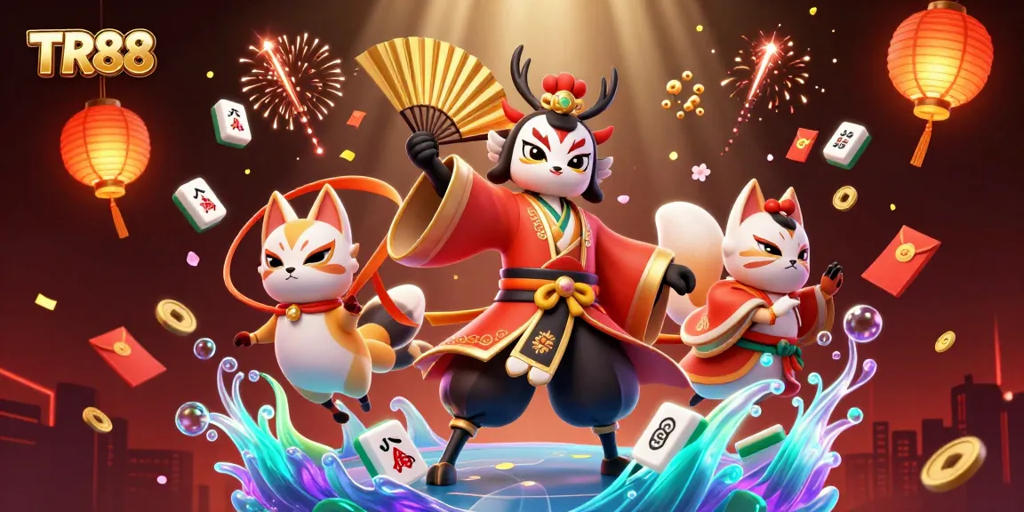 Join the excitement with TR88, where a kabuki warrior and kitsune mask illuminate the online gaming world.
