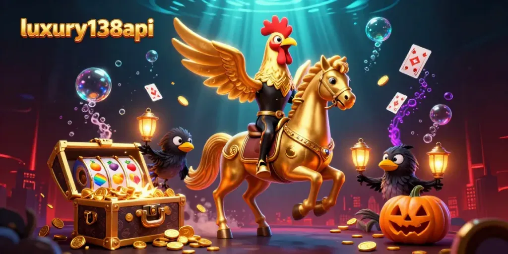 Experience thrilling slots and games at luxury138api while enjoying a visually stunning casino scene.