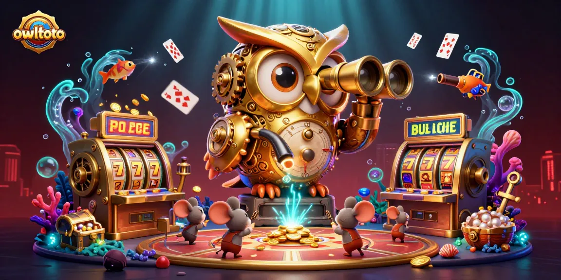 Experience thrilling gaming with owltoto's vibrant casino scene featuring a golden owl and rich game elements.