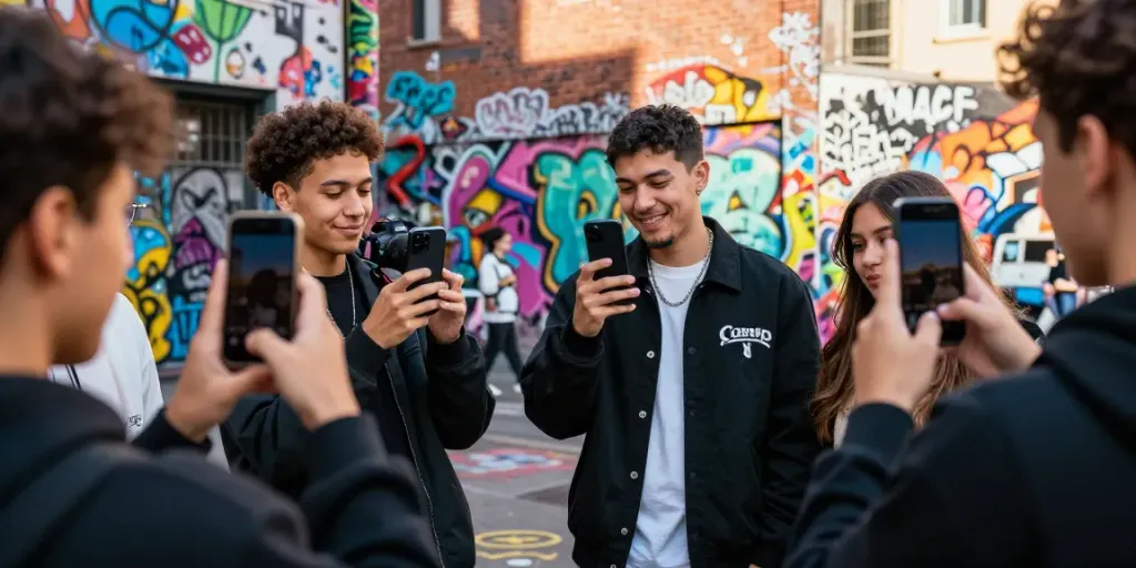 Friends enjoying street fashion and urban culture with unsurtoto style